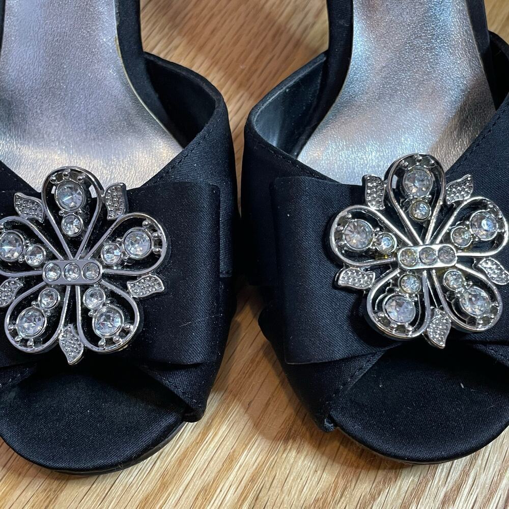 Starlet by Star Jones open toe black embellished heels 6 - Picture 2 of 9
